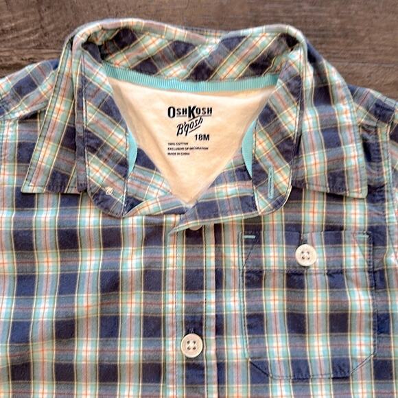 Carter’s/Osh Kosh B’gosh 18 Month BUNDLE (2) Plaid Button Down Shirts - Picture 8 of 12